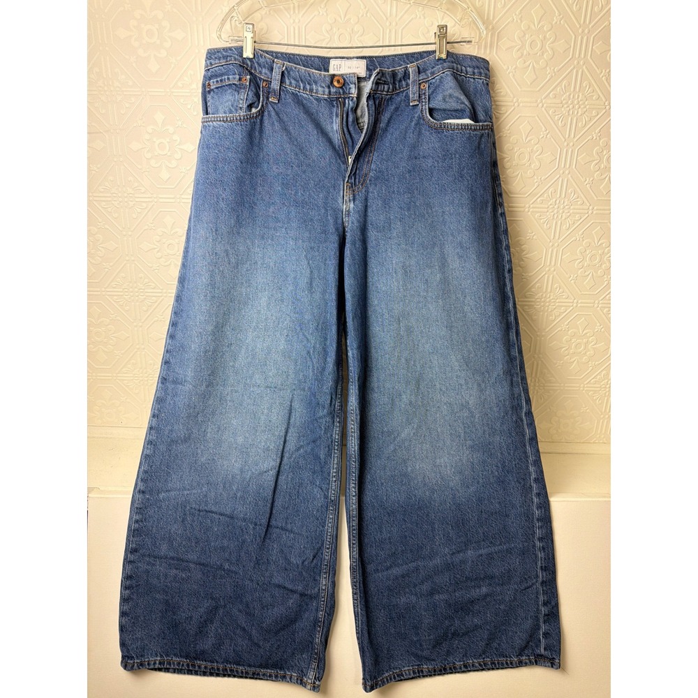 GAP Wide Leg Baggy Jeans Womens 14 Medium Wash 90s Y2K Baggy Denim Grunge
